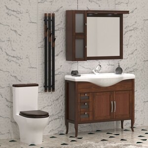 Унитаз-компакт безободковый Opadiris Палермо с сиденьем микролифт, белый/антикварный орех (OS24724A)