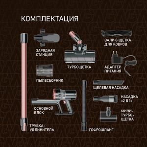 Пылесос вертикальный беспроводной Weissgauff V12 BLDC 500 Ora Rosa Turbo