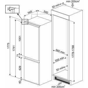 Встраиваемый холодильник Smeg C3170NE