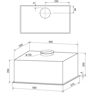 Вытяжка встраиваемая Krona ARVEN 500 BLACK PB V2