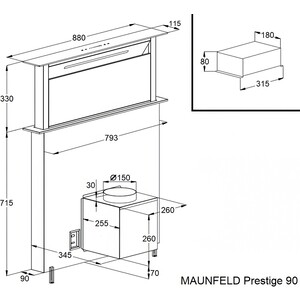 Вытяжка встраиваемая MAUNFELD Prestige 90 чёрный