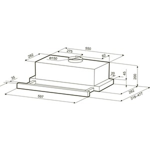 Вытяжка встраиваемая Krona Kamilla T sensor max 600 Inox