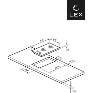 Газовая варочная панель Lex GVG 323A BBL