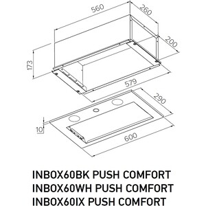Вытяжка встраиваемая Meferi INBOX60IX PUSH COMFORT
