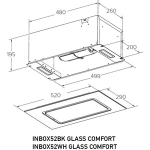 Вытяжка встраиваемая Meferi INBOX52BK GLASS COMFORT