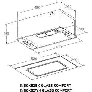 Вытяжка встраиваемая Meferi INBOX52WH GLASS COMFORT