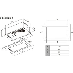 Вытяжка встраиваемая Meferi INBOX52IX LIGHT