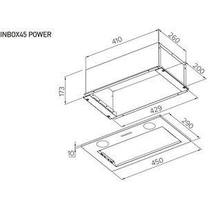 Вытяжка встраиваемая Meferi INBOX45WH POWER