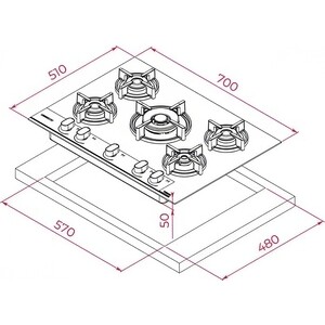 Газовая варочная панель Teka GBC 75-G1 GBN MATT BLACK