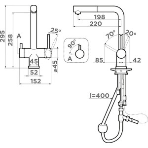Смеситель для кухни Omoikiri Takamatsu-S-GM с подключением фильтра, вороненая сталь (4994564)