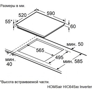 Индукционная варочная панель HOMSair HIC64SWH Inverter