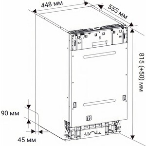 Встраиваемая посудомоечная машина Weissgauff BDW 4538 Touch Inverter Autoopen Timer Floor