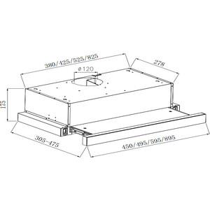 Вытяжка встраиваемая Weissgauff TEL 450 Inox