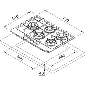 Газовая варочная панель Franke FHMA 755 4G DCL XS C