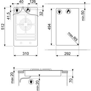 Газовая варочная панель Smeg PGF31G2