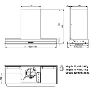 Вытяжка встраиваемая Falmec Virgola Touch NRS 90 BLACK