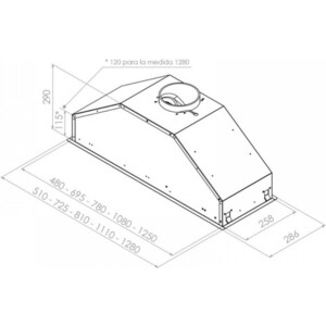 Вытяжка встраиваемая Pando GTI/725 INOX V.850 SEC