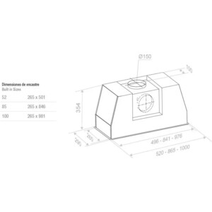 Вытяжка встраиваемая Pando PRO/52 INOX V.1050 SEC PLUS