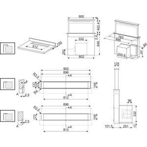 Вытяжка встраиваемая Smeg KDD90CNE2