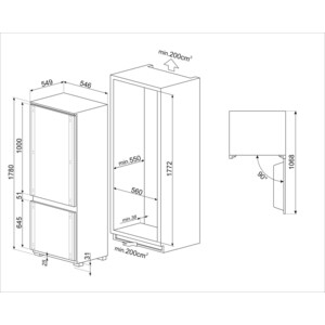 Встраиваемый холодильник Smeg C9174TN5D1