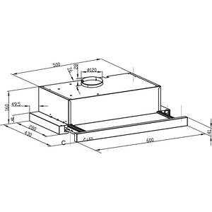 Вытяжка встраиваемая Lex Hide 600 Inox