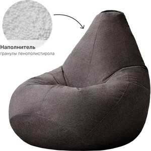 Кресло бескаркасное Mypuff груша, Антрацит, размер XXXXL- Комфорт, букле