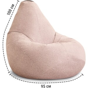 Кресло бескаркасное Mypuff груша, Бежевый, размер XXXXL- Комфорт, букле