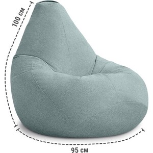 Кресло бескаркасное Mypuff груша, Ментол, размер XXXXL- Комфорт, букле