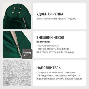 Кресло бескаркасное Mypuff груша, Темно-зеленый, размер XXL- Миди, оксфорд