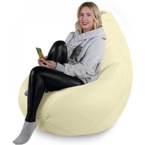 Кресло бескаркасное Mypuff груша, Латте, размер XXXXL- Комфорт, оксфорд