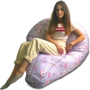 Кресло бескаркасное Mypuff груша, Волшебные Единорог, размер XXXXL- Комфорт, оксфорд