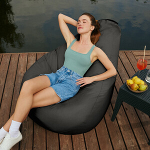 Кресло бескаркасное Mypuff груша, Черный, размер XXXXL- Комфорт, Оксфорд 600