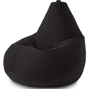 Кресло бескаркасное Mypuff груша, Черный, размер XXL- Миди, велюр