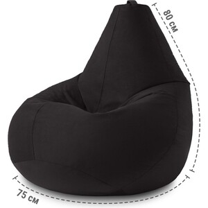 Кресло бескаркасное Mypuff груша, Черный, размер XXL- Миди, велюр