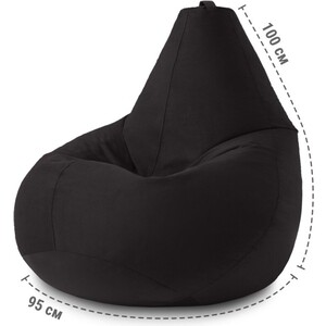 Кресло бескаркасное Mypuff груша, Черный, размер XXXXL- Комфорт, велюр