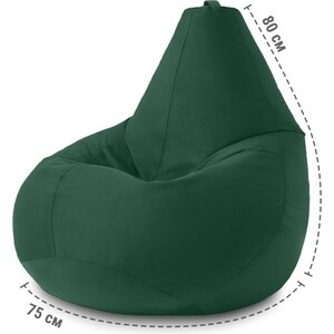 Кресло бескаркасное Mypuff груша, Зеленый, размер XXL- Миди, велюр