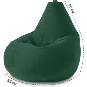 Кресло бескаркасное Mypuff груша, Зеленый, размер XXXL- Стандарт, велюр