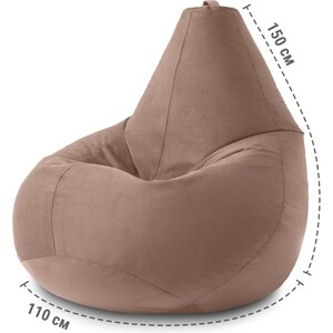 Кресло бескаркасное Mypuff груша, Какао, размер XXXXXL- Мега, велюр