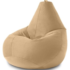 Кресло бескаркасное Mypuff груша, Латте, размер XXL- Миди, велюр