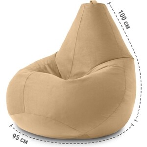 Кресло бескаркасное Mypuff груша, Латте, размер XXXXL- Комфорт, велюр