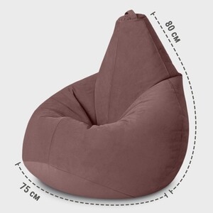 Кресло бескаркасное Mypuff груша, Пудра, размер XXL- Миди, мебельный велюр