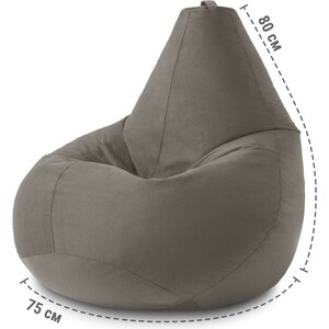 Кресло бескаркасное Mypuff груша, Серый, размер XXL- Миди, велюр