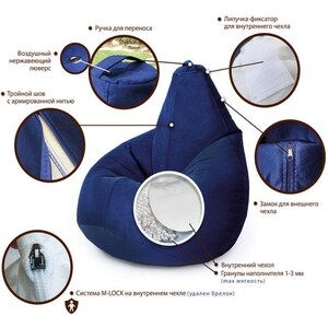 Кресло бескаркасное Mypuff груша, Шоколад, размер XXL- Миди, мебельный велюр (bs_427)