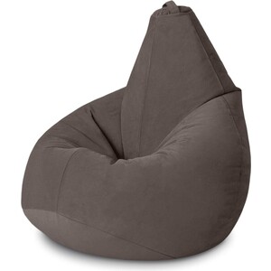Кресло бескаркасное Mypuff груша, Шоколад, размер XXL- Миди, мебельный велюр (bs_737)
