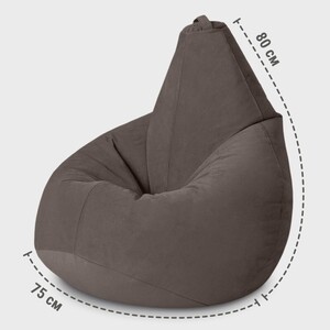 Кресло бескаркасное Mypuff груша, Шоколад, размер XXL- Миди, мебельный велюр (bs_737)