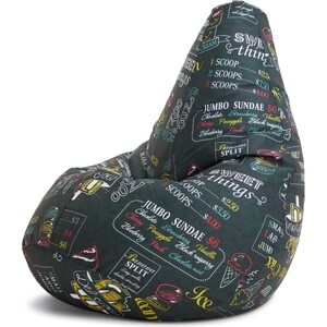 Кресло бескаркасное Mypuff груша, Айскрим, размер XXL- Миди, мебельный хлопок