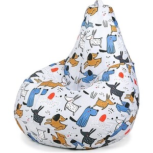 Кресло бескаркасное Mypuff груша, Веселые собачки, размер XXXL- Стандарт, мебельный хлопок
