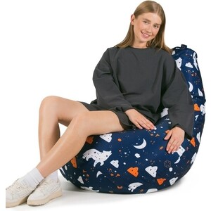 Кресло бескаркасное Mypuff груша, Сказочный волк, размер XXL- Миди, мебельный хлопок