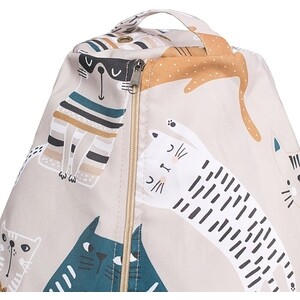 Кресло бескаркасное Mypuff груша, Коты непоседы бежевые, размер XXXXL- Комфорт, мебельный хлопок