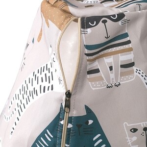 Кресло бескаркасное Mypuff груша, Коты непоседы бежевые, размер XXL- Миди, мебельный хлопок